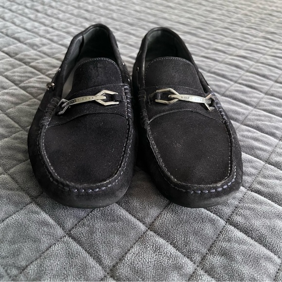 HUGO BOSS Penny Loafers Men 7 Shoes Black Suede